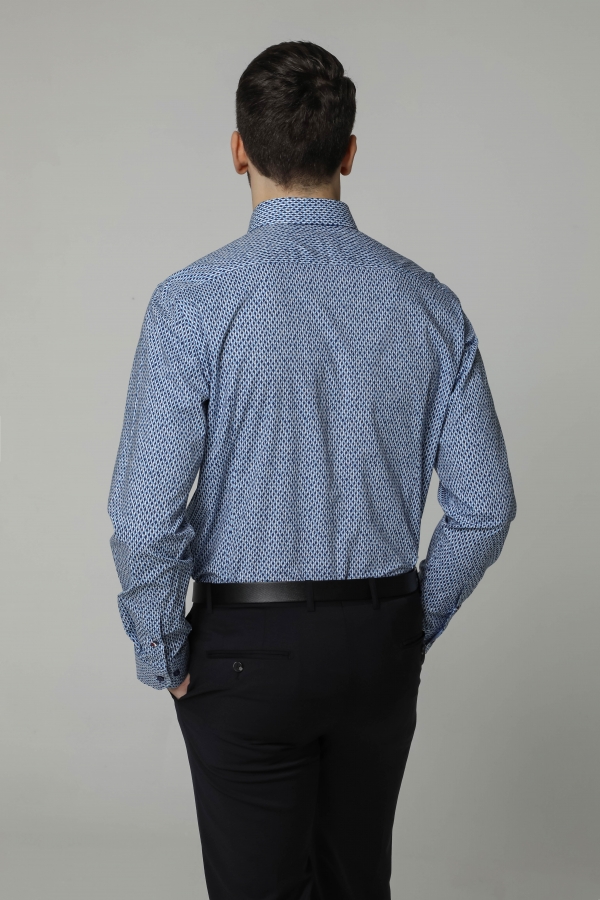 [공식스토어] 면혼방 투톤 패턴 슬림핏 셔츠 YJ3SUS546BL