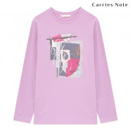 [캐리스노트] 기하학 프린팅 티셔츠 퍼플 CN1STS002PP