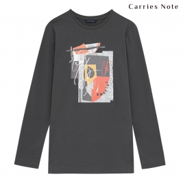 [캐리스노트] 기하학 프린팅 티셔츠 다크그레이 CN1STS002DY