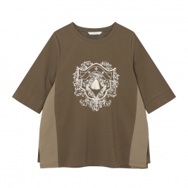 부클 자수 하프소매 티셔츠 CN3FTS702KH